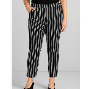 Worthington Women's Black & White Vertical Stripe Ankle Dress Pants, size 12